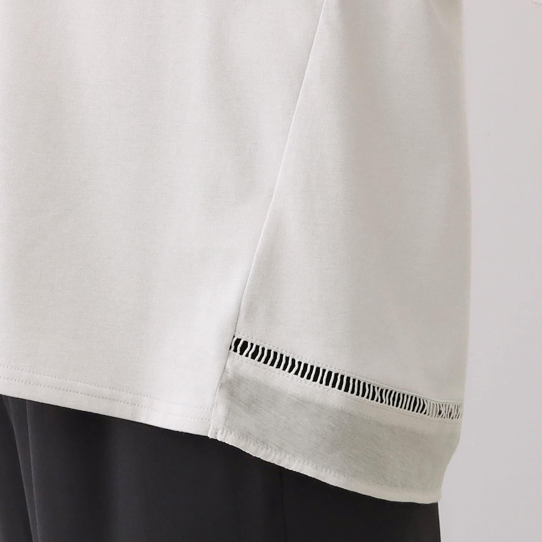 リフレクト Reflect 【E-QUALITY／体型カバー／涼しく着られる◎】シアー×レースデザインプルオーバー （ブルーグリーン(097)） ブルーグリーン(097)