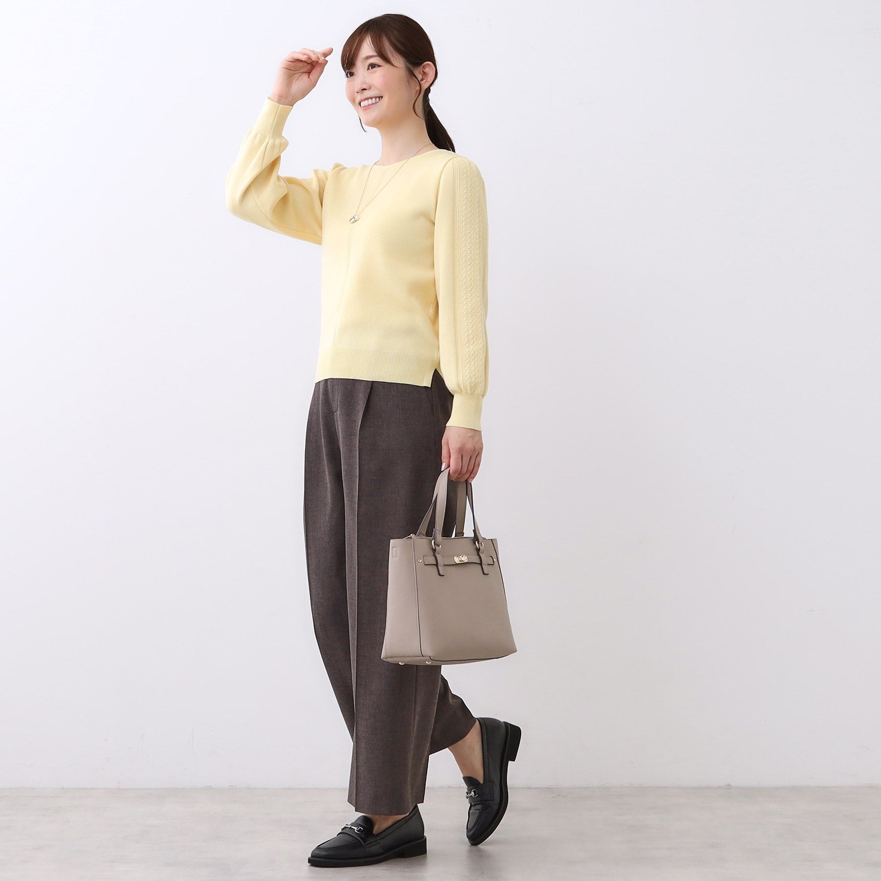 リフレクト Reflect 【選べる8色／スカートにもパンツにも◎】ウール混ボートネックニット （ライトイエロー(030)） ライトイエロー(030)