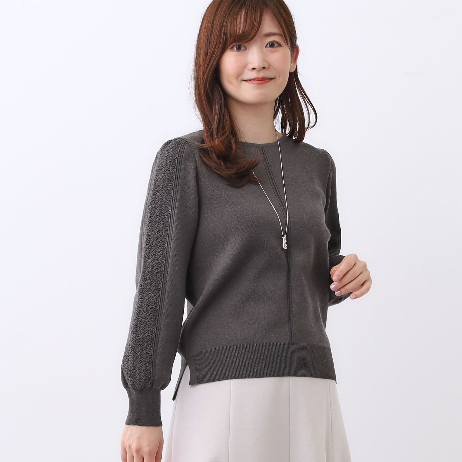 リフレクト Reflect 【選べる8色／スカートにもパンツにも◎】ウール混ボートネックニット （チャコールグレー(013)） チャコールグレー(013)