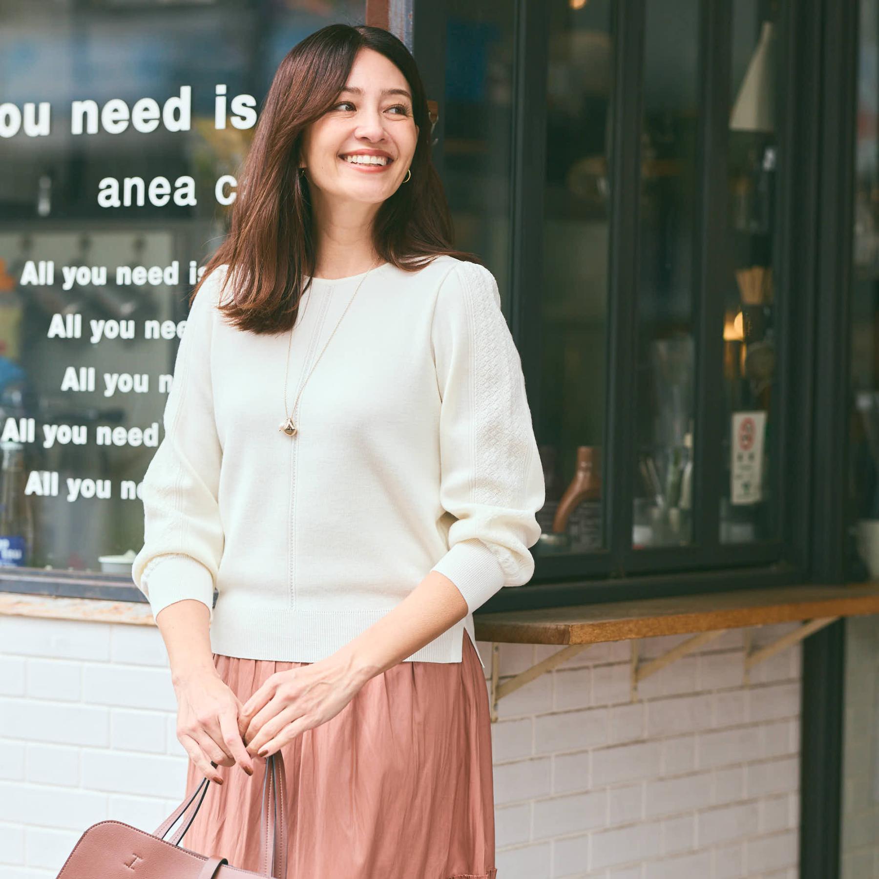 リフレクト Reflect 【選べる8色／スカートにもパンツにも◎】ウール混ボートネックニット （オフホワイト(003)） オフホワイト(003)