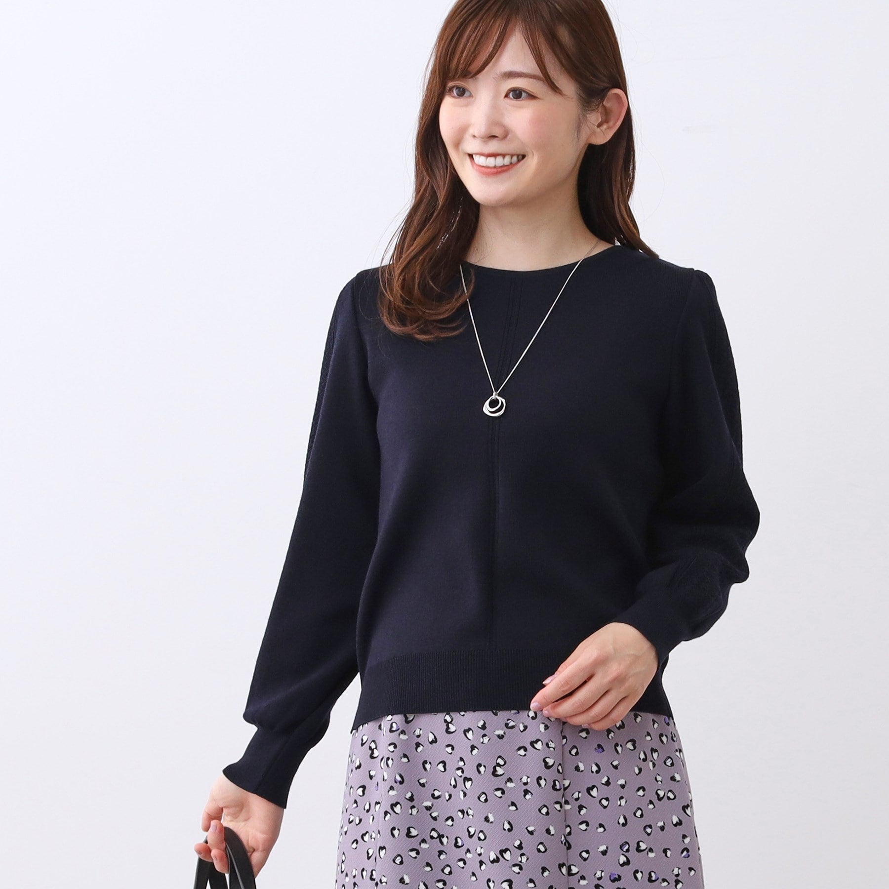 リフレクト Reflect 【選べる8色／スカートにもパンツにも◎】ウール混ボートネックニット （ネイビー(094)） ネイビー(094)