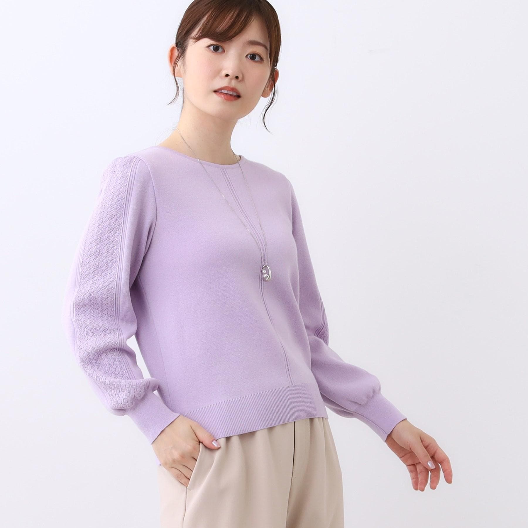 リフレクト Reflect 【選べる8色／スカートにもパンツにも◎】ウール混ボートネックニット （ラベンダー(080)） ラベンダー(080)