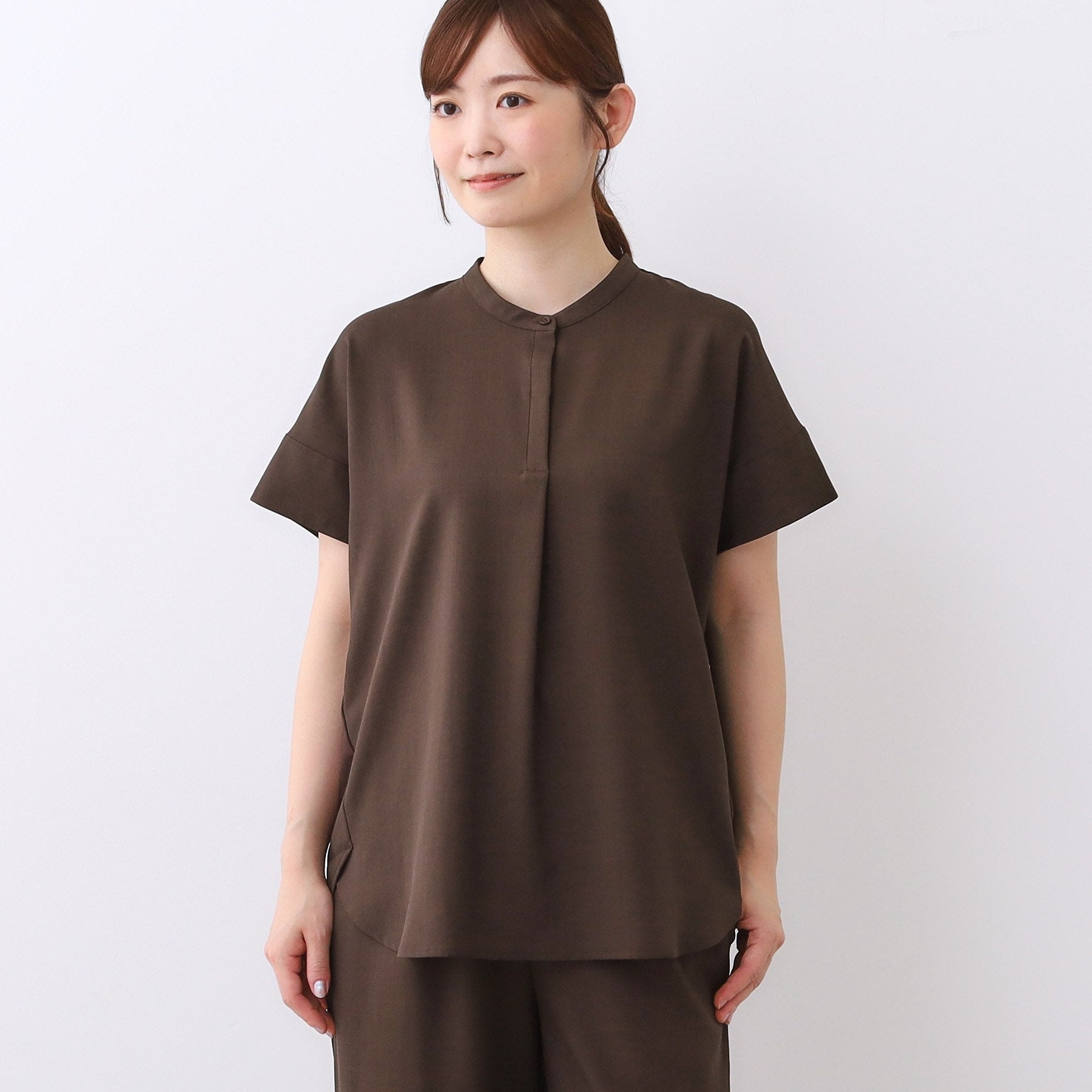 リフレクト Reflect 【E-QUALITY／ウエスト総ゴム／セットアップ／単品使いOK◎】ブラウス＋ストレートパンツセット （ブラック(019)） ブラック(019)