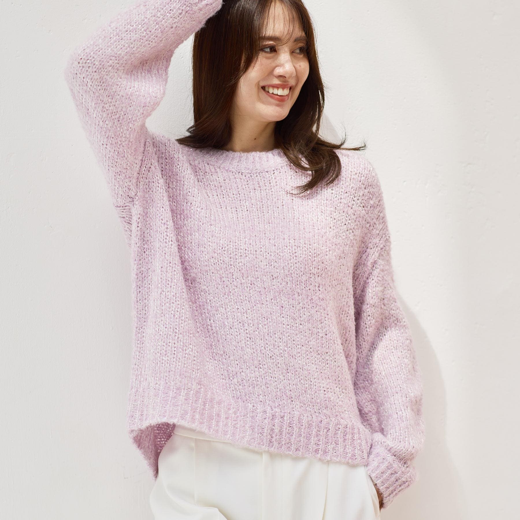 リフレクト Reflect 【一枚着で着映え◎／ゆったり着られるワンサイズ】スパンコール×ラメニット （レッド(461)） レッド(461)