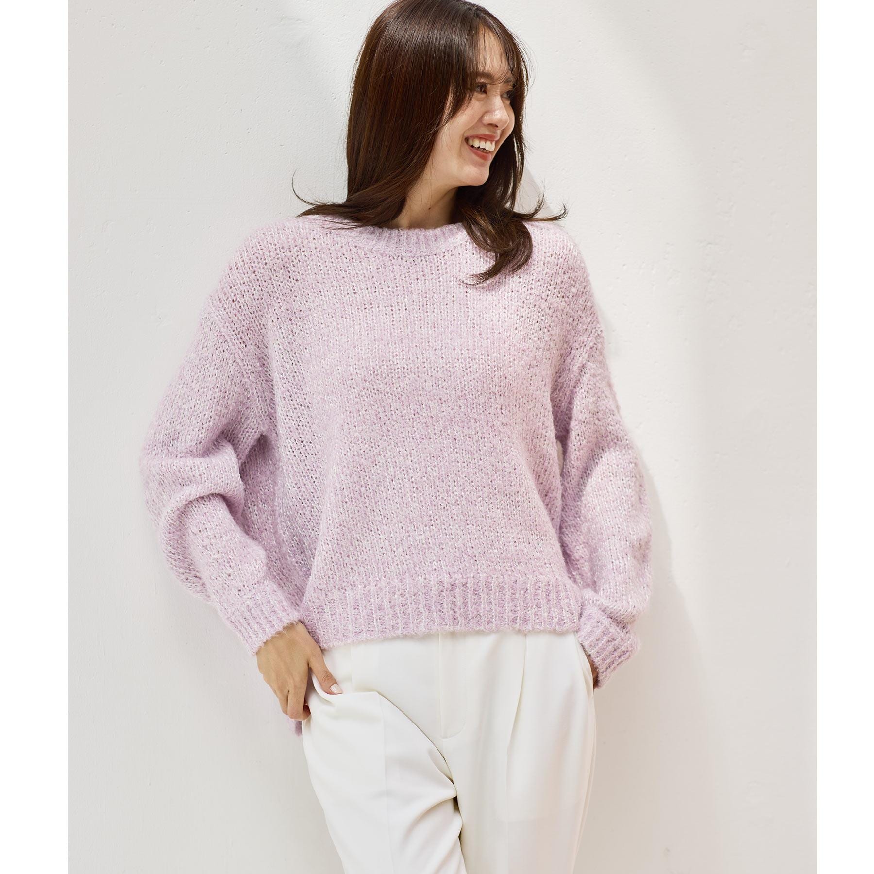 リフレクト Reflect 【一枚着で着映え◎／ゆったり着られるワンサイズ】スパンコール×ラメニット （レッド(461)） レッド(461)