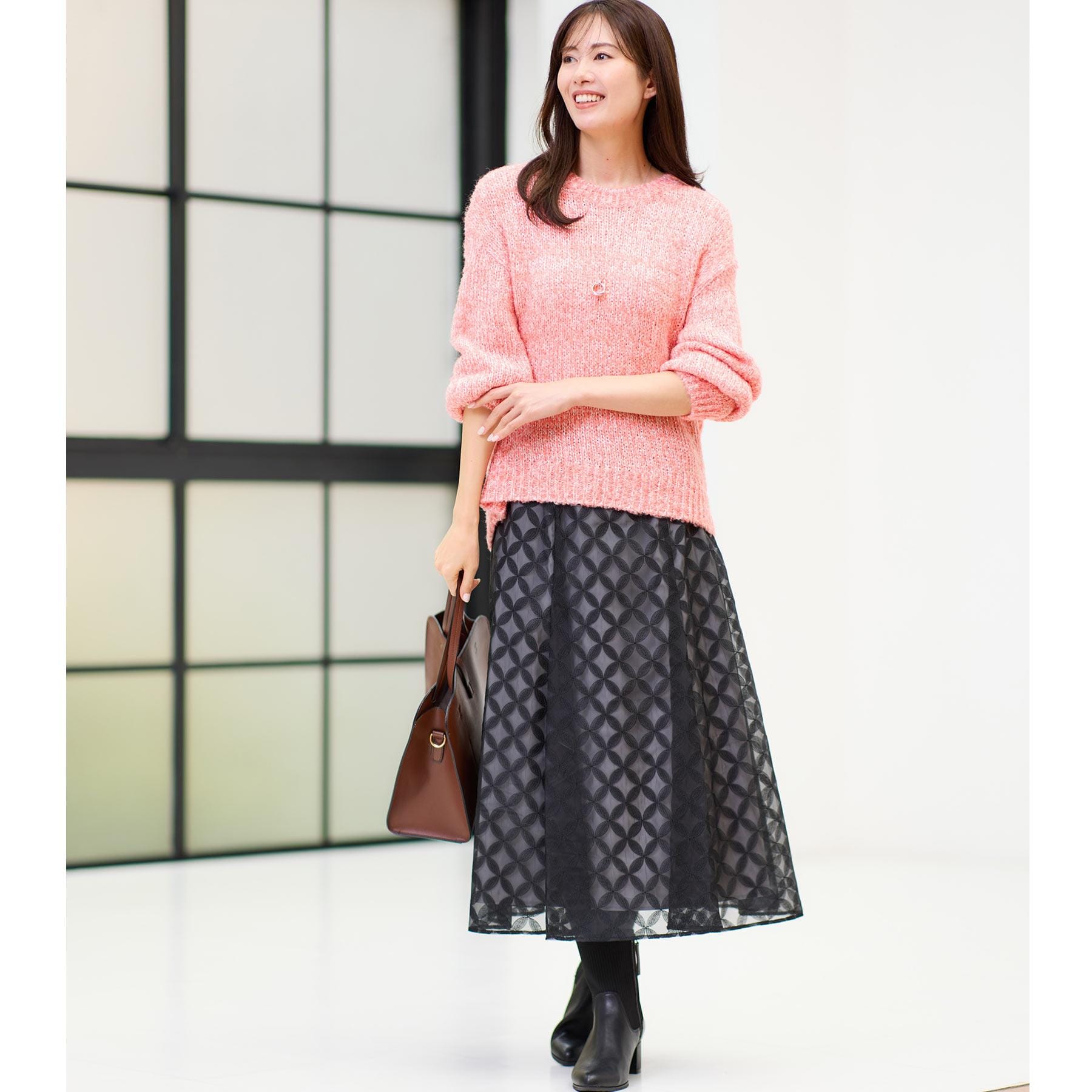 リフレクト Reflect 【一枚着で着映え◎／ゆったり着られるワンサイズ】スパンコール×ラメニット （レッド(461)） レッド(461)