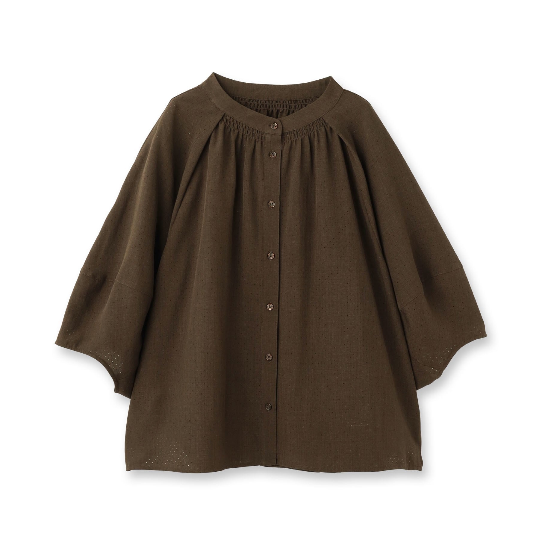 リフレクト Reflect 【E-QUALITY／体型カバー／ゆったり着られる◎】バンドカラー七分袖ブラウス （ネイビー(094)） ネイビー(094)