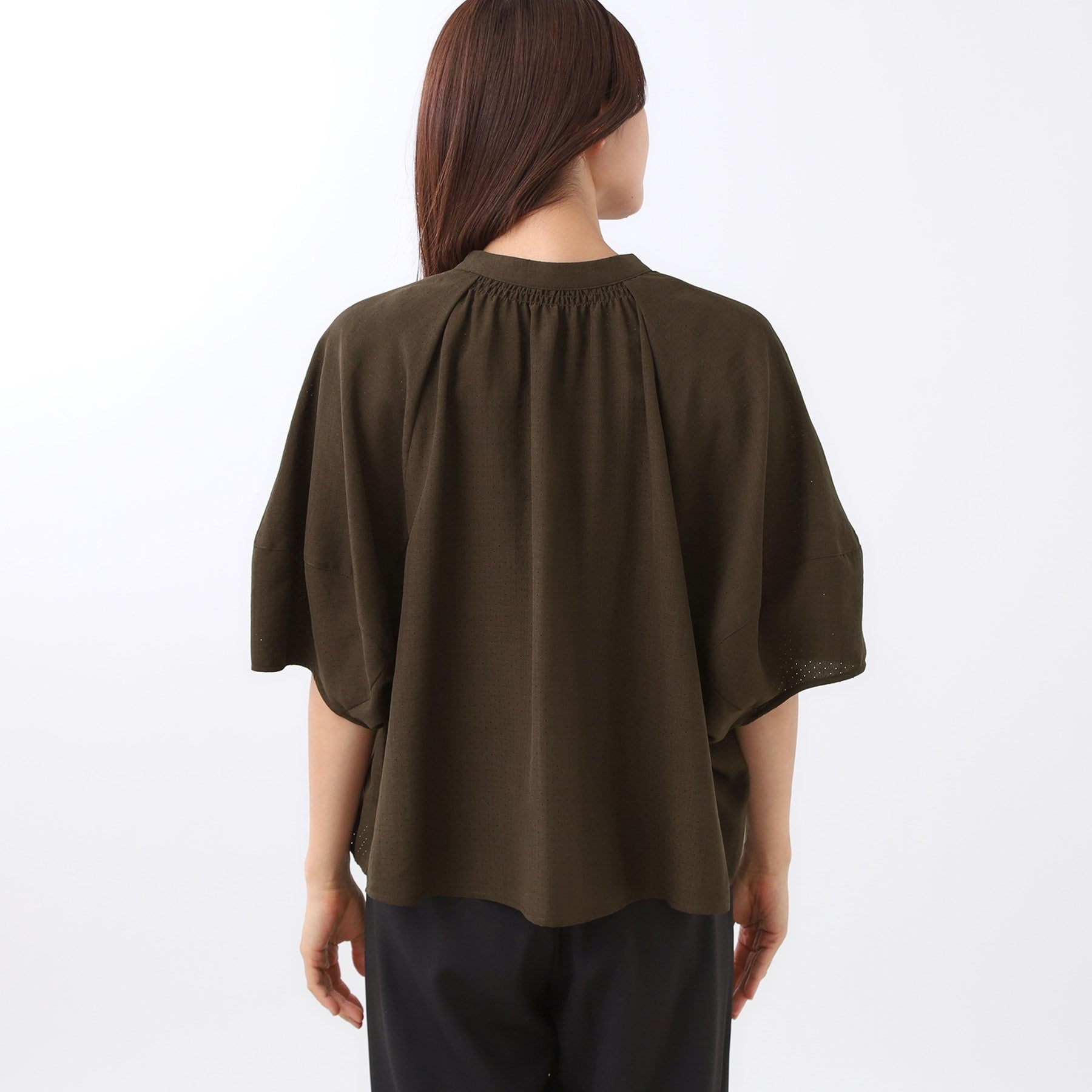 リフレクト Reflect 【E-QUALITY／体型カバー／ゆったり着られる◎】バンドカラー七分袖ブラウス （ネイビー(094)） ネイビー(094)