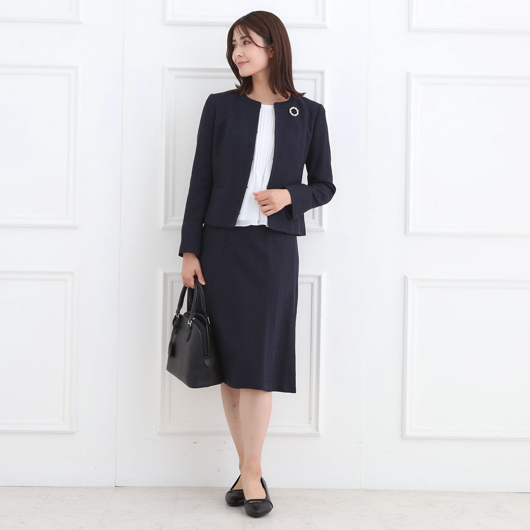 リフレクト Reflect 【フォーマル／入卒／セットアップ可】ツイードスカート （ネイビー(094)） ネイビー(094)