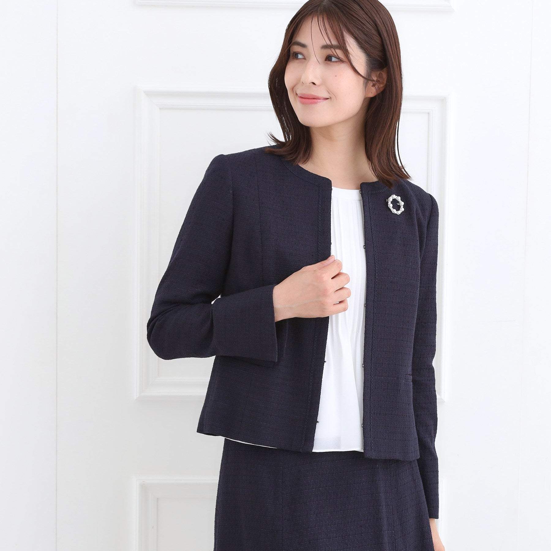 リフレクト Reflect 【フォーマル／入卒／セットアップ可】ツイードジャケット （ネイビー(094)） ネイビー(094)