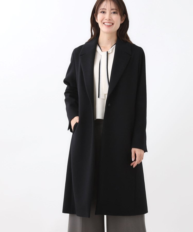 リフレクト Reflect 【定番人気】テーラードカラーロングウール混コート （ブラック(019)） ブラック(019)
