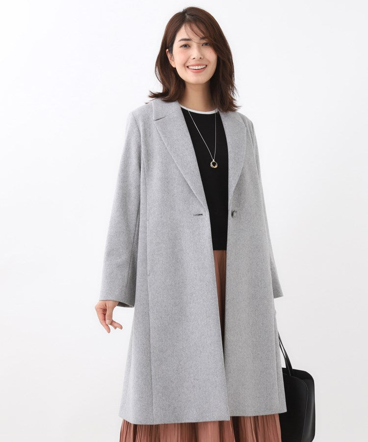 リフレクト Reflect 【定番人気】テーラードカラーロングウール混コート （ブラック(019)） ブラック(019)