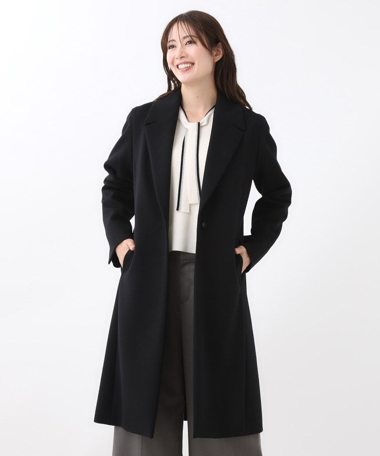 リフレクト Reflect 【定番人気】テーラードカラーロングウール混コート （ブラック(019)） ブラック(019)
