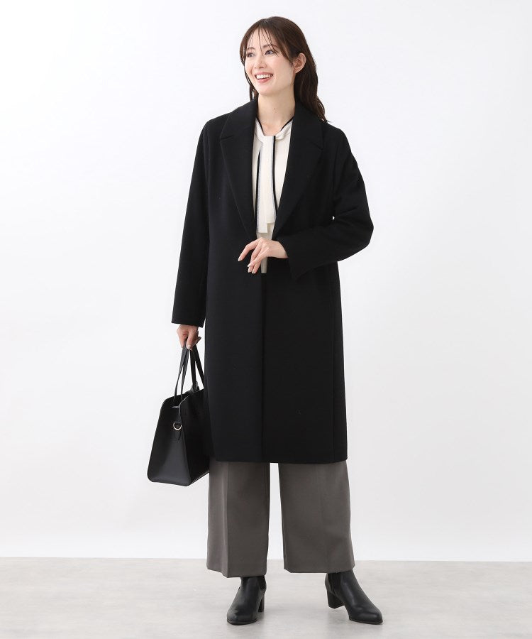 リフレクト Reflect 【定番人気】テーラードカラーロングウール混コート （ブラック(019)） ブラック(019)