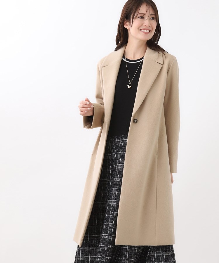 リフレクト Reflect 【定番人気】テーラードカラーロングウール混コート （ブラック(019)） ブラック(019)