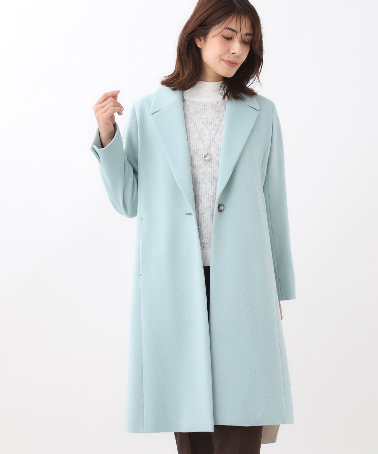 リフレクト Reflect 【定番人気】テーラードカラーロングウール混コート （ブラック(019)） ブラック(019)