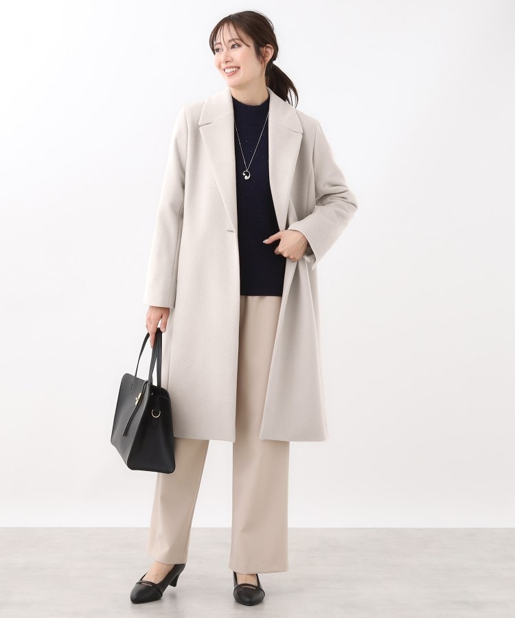 リフレクト Reflect 【定番人気】テーラードカラーロングウール混コート （ブラック(019)） ブラック(019)