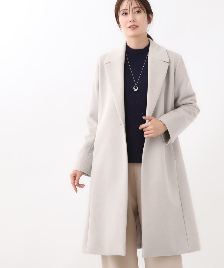 リフレクト Reflect 【定番人気】テーラードカラーロングウール混コート （ブラック(019)） ブラック(019)