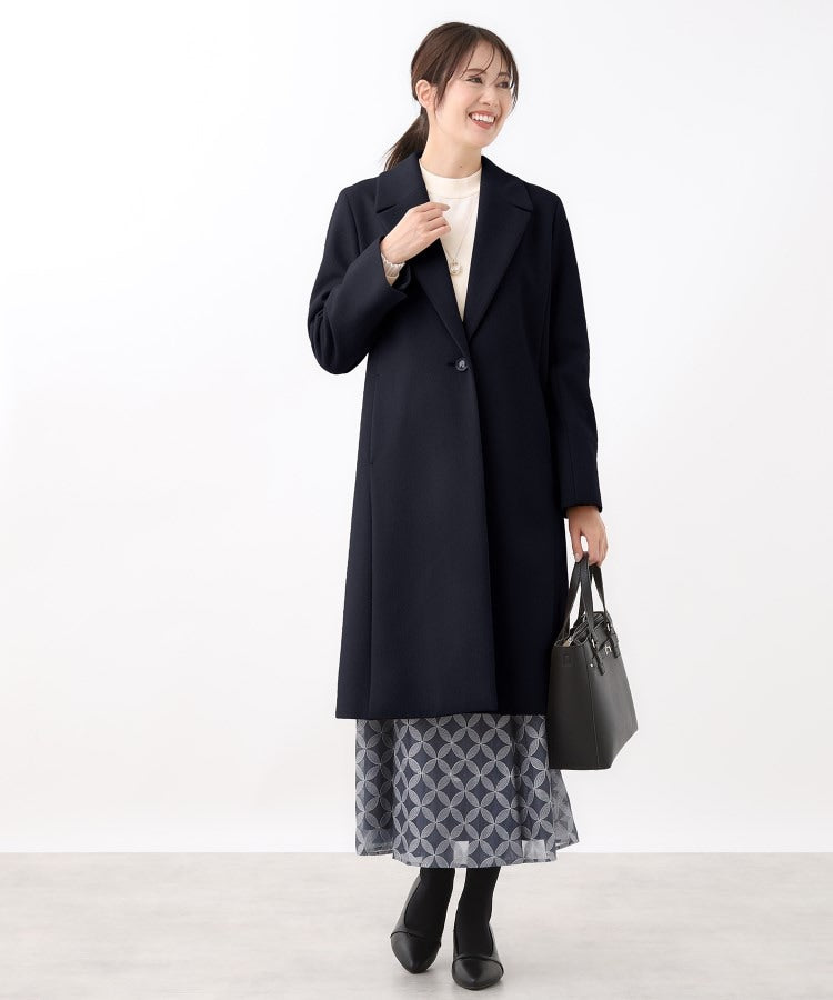 リフレクト Reflect 【定番人気】テーラードカラーロングウール混コート （ブラック(019)） ブラック(019)