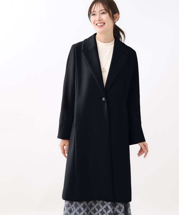 リフレクト Reflect 【定番人気】テーラードカラーロングウール混コート （ブラック(019)） ブラック(019)