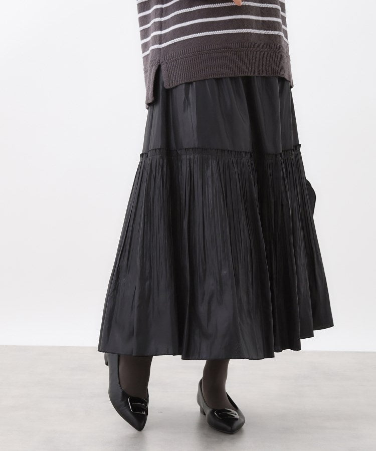 リフレクト Reflect 【カラーニットでこなれスタイル◎】プリーツギャザースカート （オレンジ(069)） オレンジ(069)