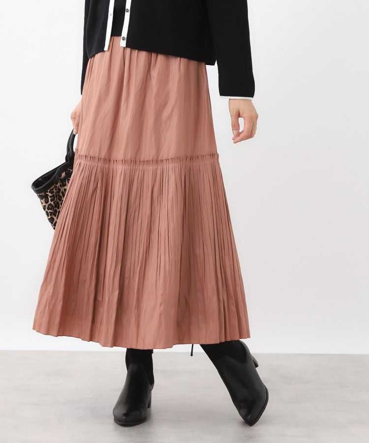 リフレクト Reflect 【カラーニットでこなれスタイル◎】プリーツギャザースカート （オレンジ(069)） オレンジ(069)