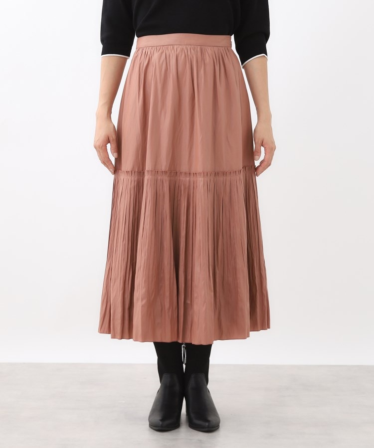 リフレクト Reflect 【カラーニットでこなれスタイル◎】プリーツギャザースカート （オレンジ(069)） オレンジ(069)