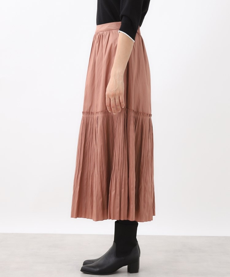 リフレクト Reflect 【カラーニットでこなれスタイル◎】プリーツギャザースカート （オレンジ(069)） オレンジ(069)