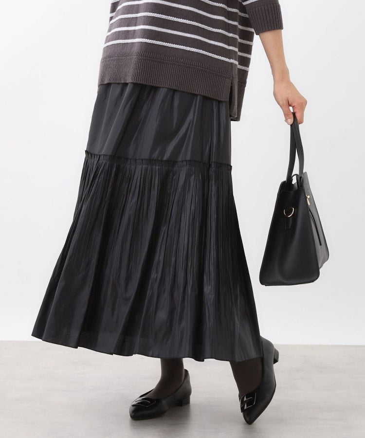 リフレクト Reflect 【カラーニットでこなれスタイル◎】プリーツギャザースカート （オレンジ(069)） オレンジ(069)