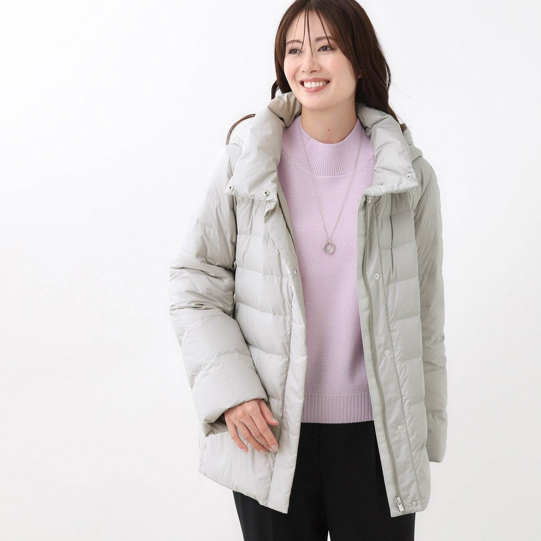 リフレクト Reflect 【定番人気／ウエスト調整可】フーデッドミドルダウンコート （ネイビー(094)） ネイビー(094)