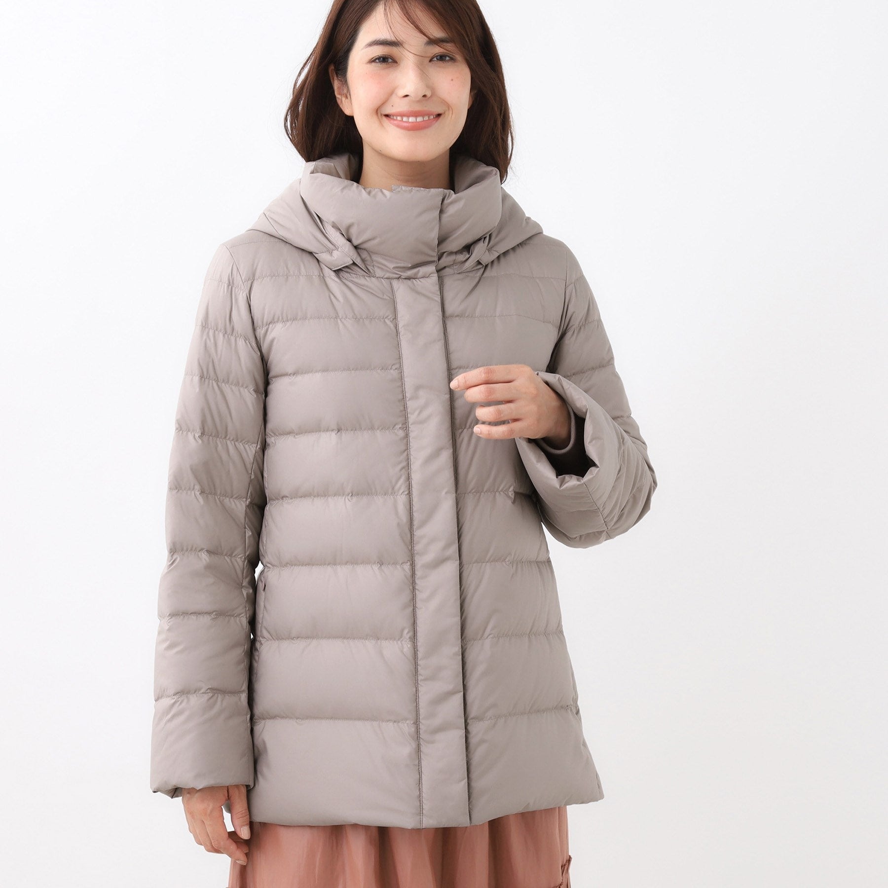 リフレクト Reflect 【定番人気／ウエスト調整可】フーデッドミドルダウンコート （ネイビー(094)） ネイビー(094)