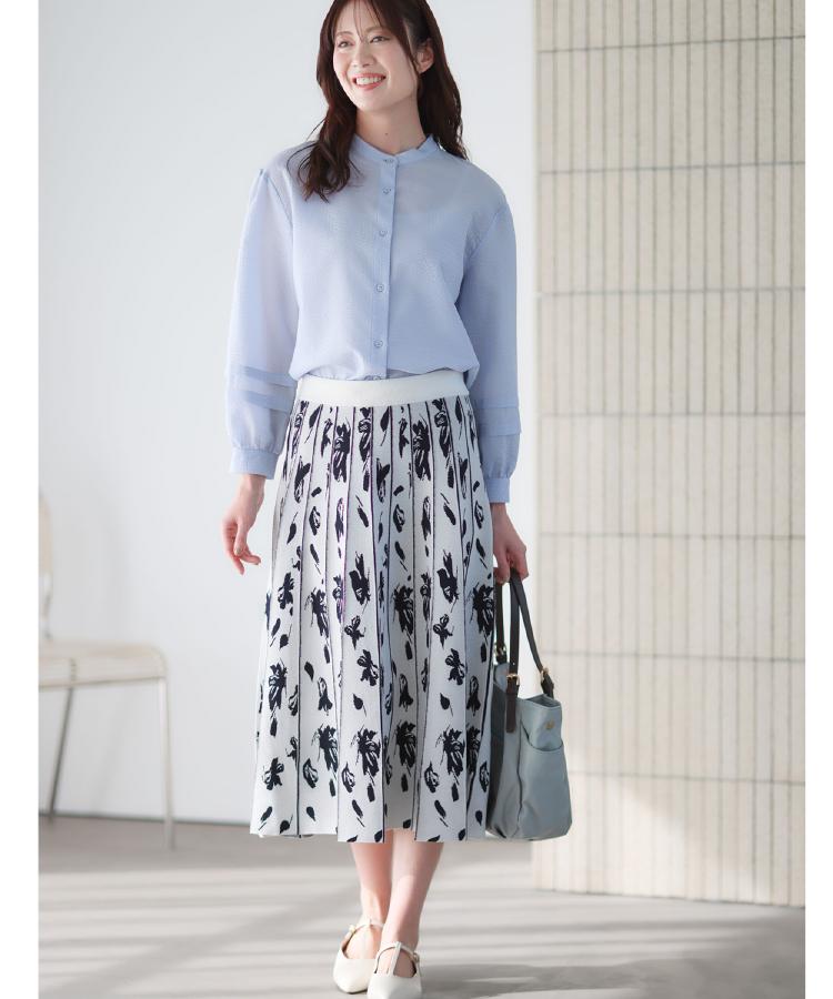 リフレクト Reflect ◆【ゆったり着られる◎】バンドカラーシャツブラウス （サックスブルー(090)） サックスブルー(090)