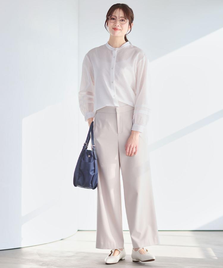 リフレクト Reflect ◆【ゆったり着られる◎】バンドカラーシャツブラウス （サックスブルー(090)） サックスブルー(090)