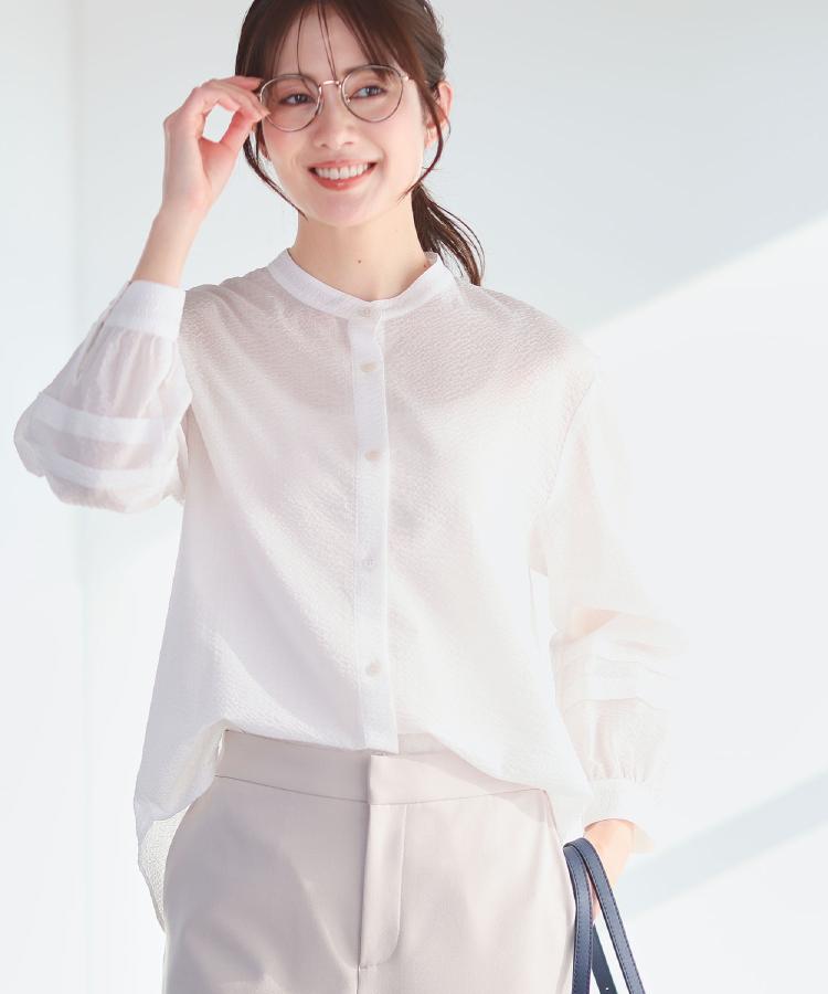 リフレクト Reflect ◆【ゆったり着られる◎】バンドカラーシャツブラウス （ホワイト(001)） ホワイト(001)