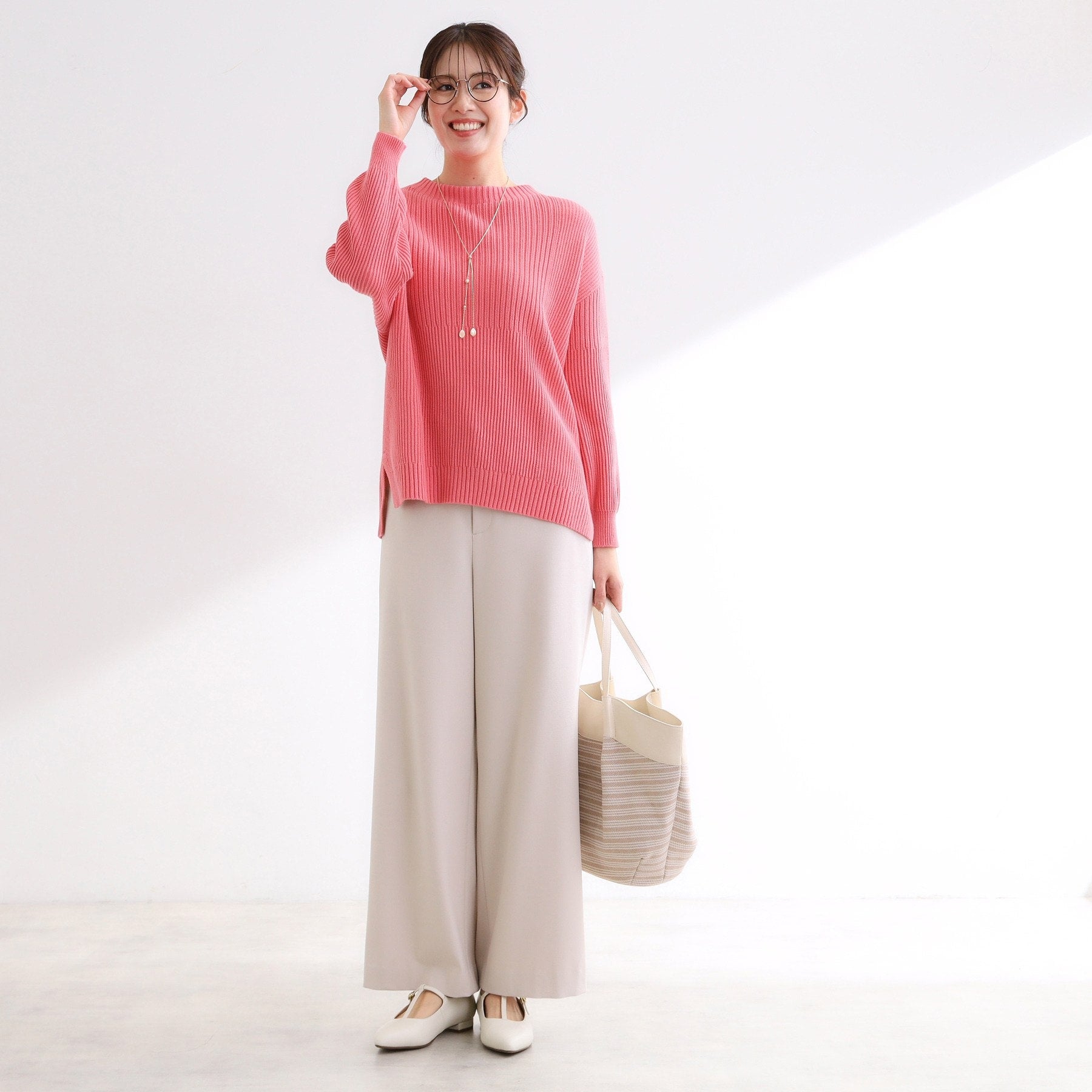 リフレクト Reflect 【腰回りカバー／長め丈】モックネックニットプルオーバー （ネイビー(094)） ネイビー(094)