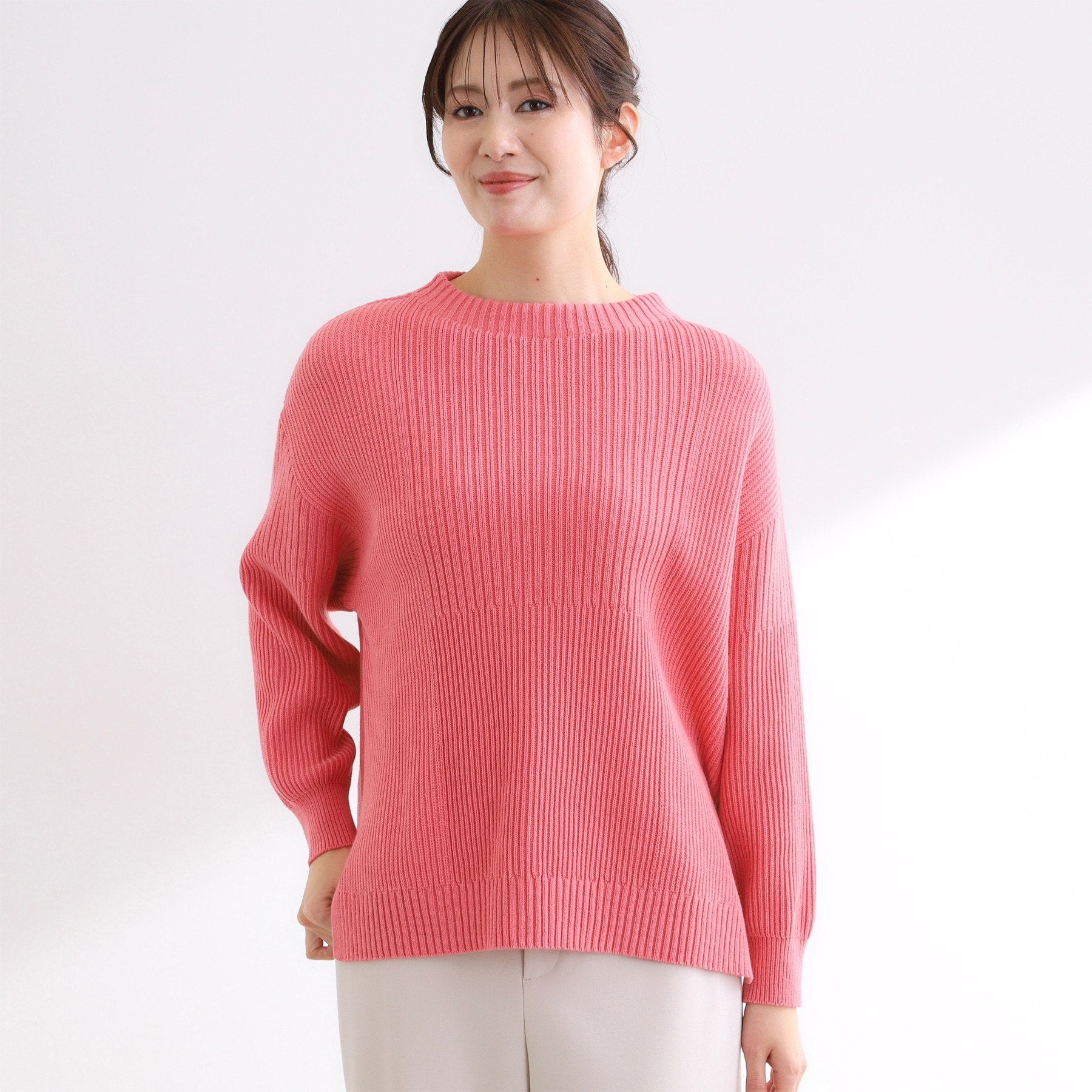 リフレクト Reflect 【腰回りカバー／長め丈】モックネックニットプルオーバー （ネイビー(094)） ネイビー(094)