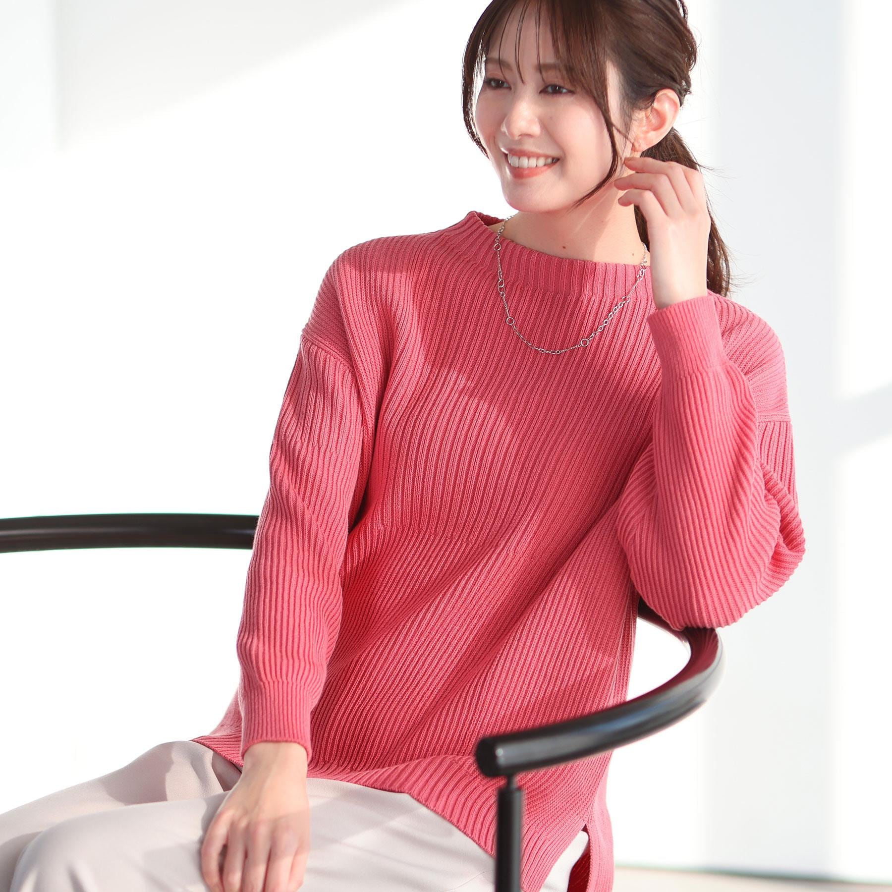 リフレクト Reflect 【腰回りカバー／長め丈】モックネックニットプルオーバー （ネイビー(094)） ネイビー(094)