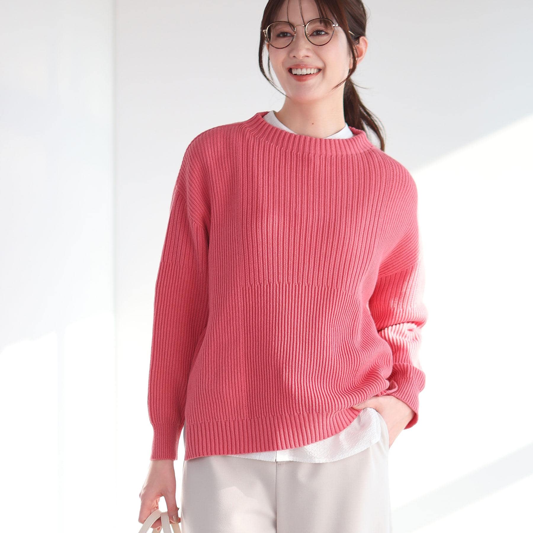 リフレクト Reflect 【腰回りカバー／長め丈】モックネックニットプルオーバー （ネイビー(094)） ネイビー(094)