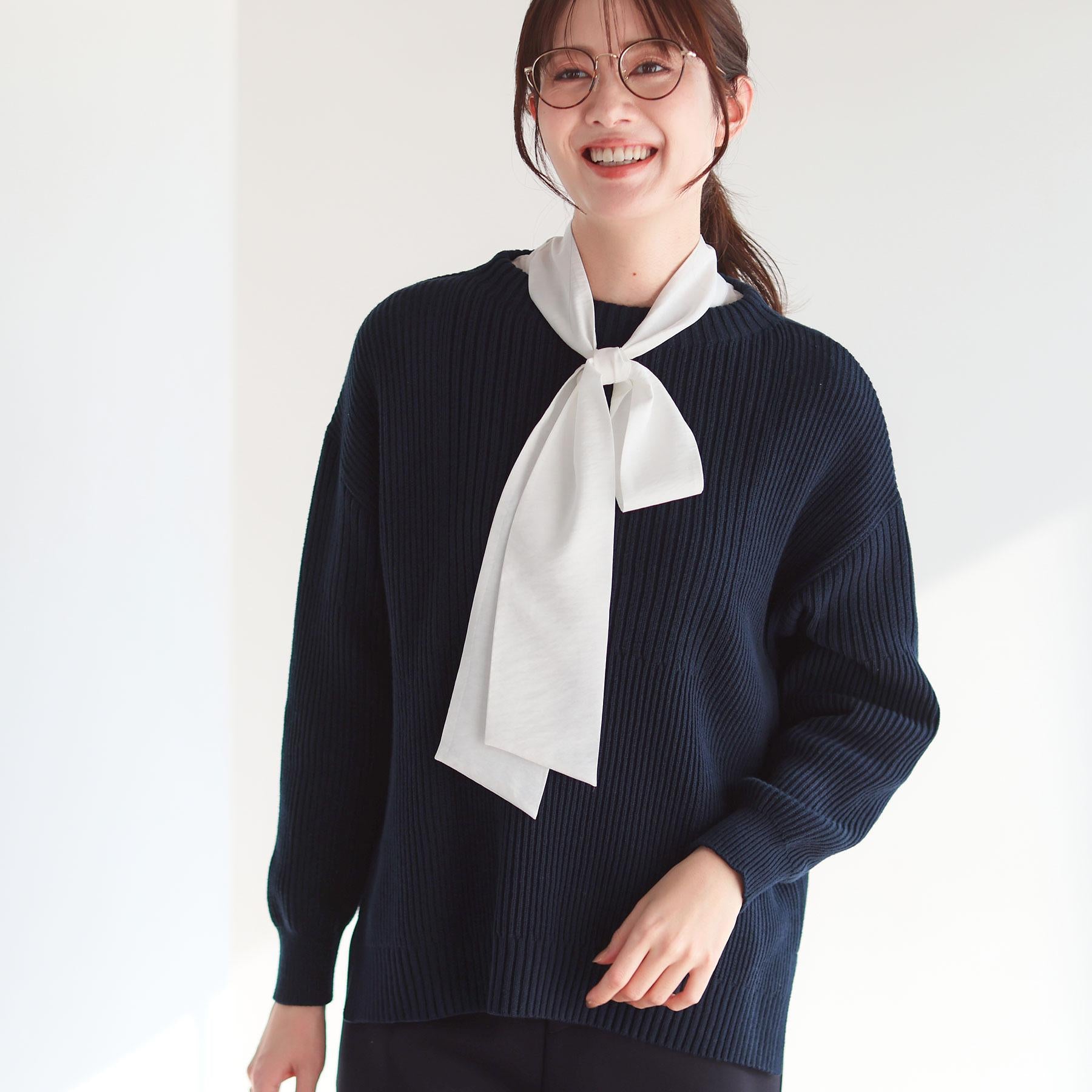 リフレクト Reflect 【腰回りカバー／長め丈】モックネックニットプルオーバー （ネイビー(094)） ネイビー(094)