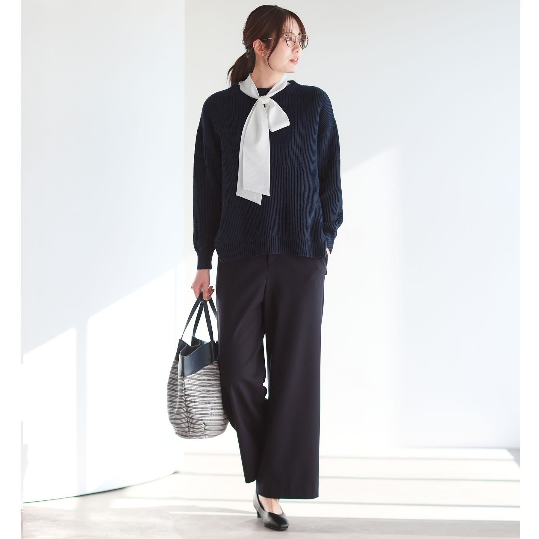 リフレクト Reflect 【腰回りカバー／長め丈】モックネックニットプルオーバー （ネイビー(094)） ネイビー(094)