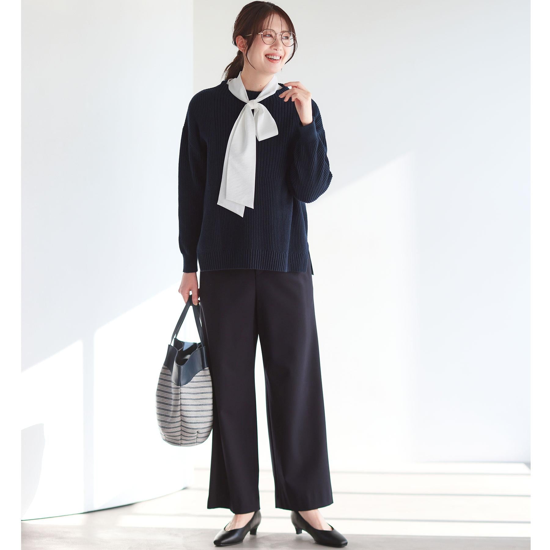 リフレクト Reflect 【腰回りカバー／長め丈】モックネックニットプルオーバー （ネイビー(094)） ネイビー(094)