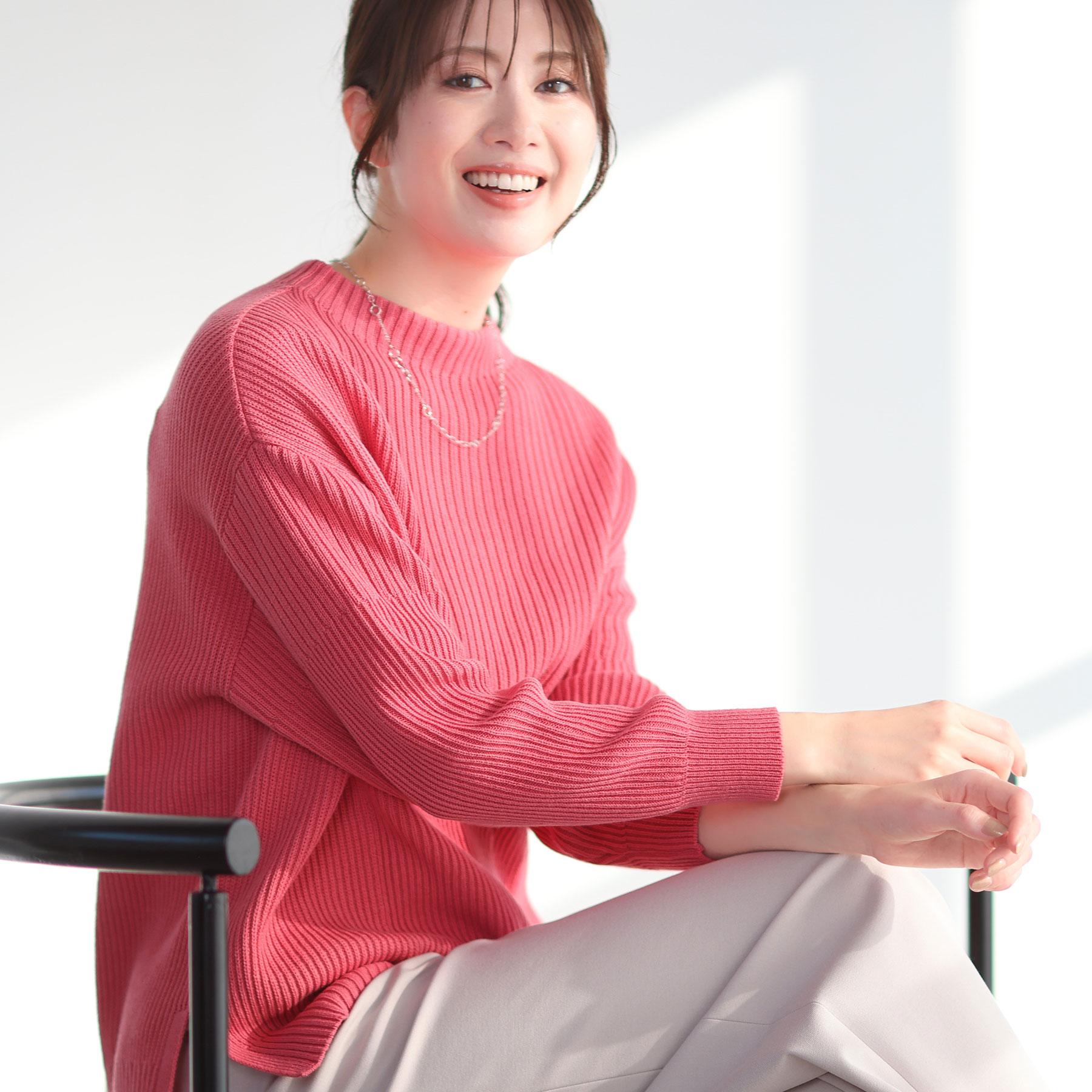 リフレクト Reflect 【腰回りカバー／長め丈】モックネックニットプルオーバー （ピンク(072)） ピンク(072)