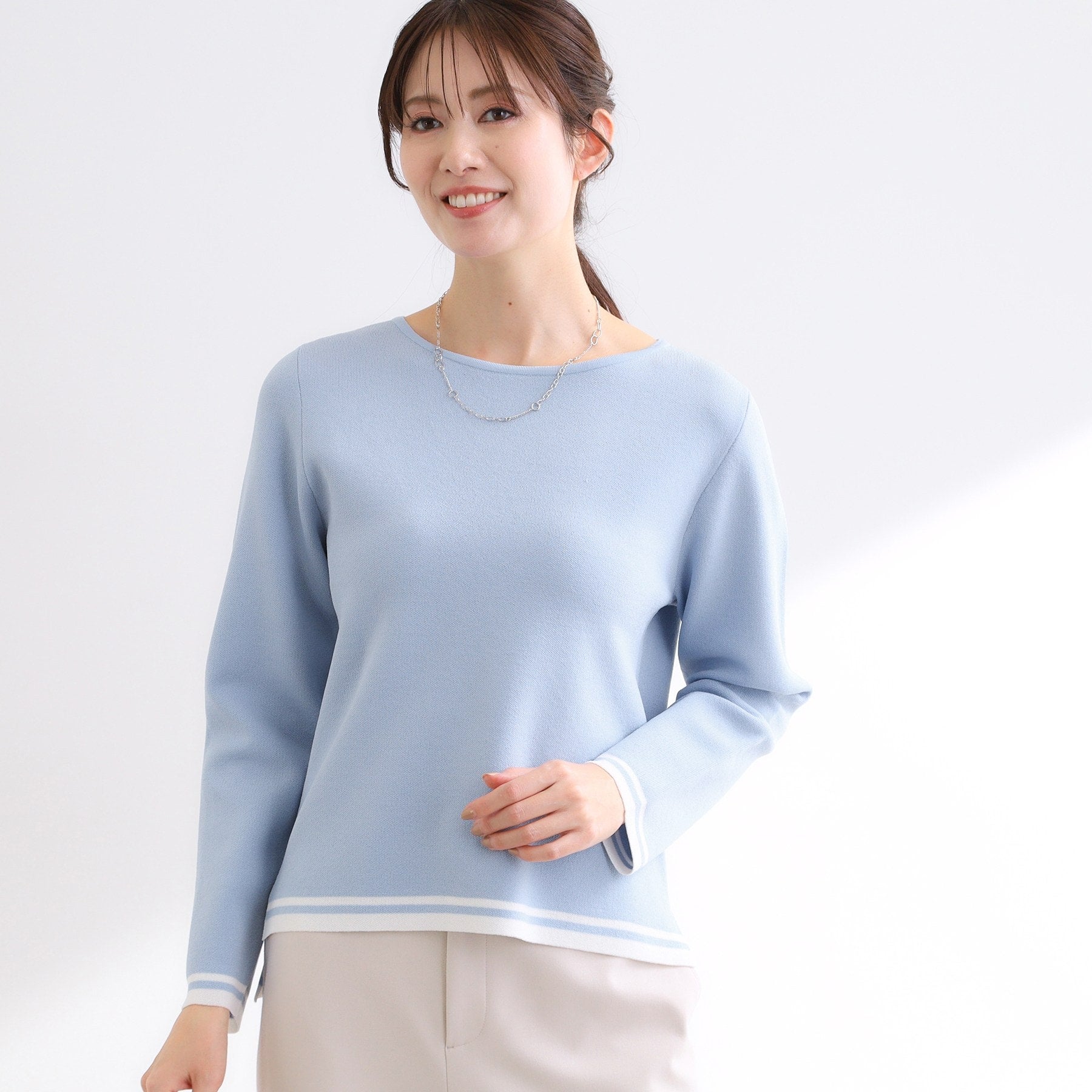 リフレクト Reflect 【セットアップ可】ダブルジャカードニットプルオーバー （サックスブルー(590)） サックスブルー(590)