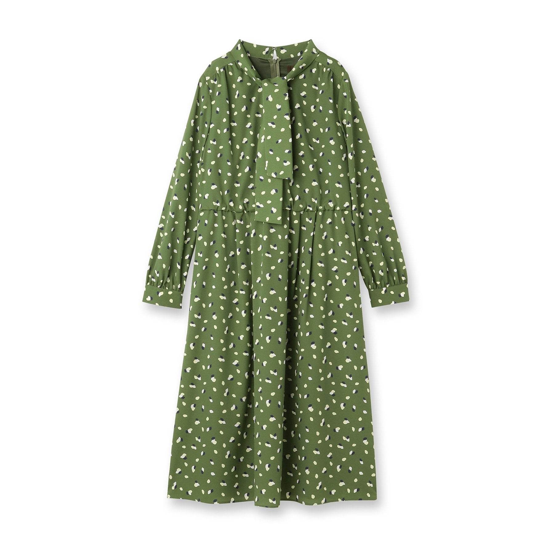 リフレクト Reflect 【通勤・おでかけにおすすめ◎】フラワープリントボウタイワンピース （カーキ(127)） カーキ(127)