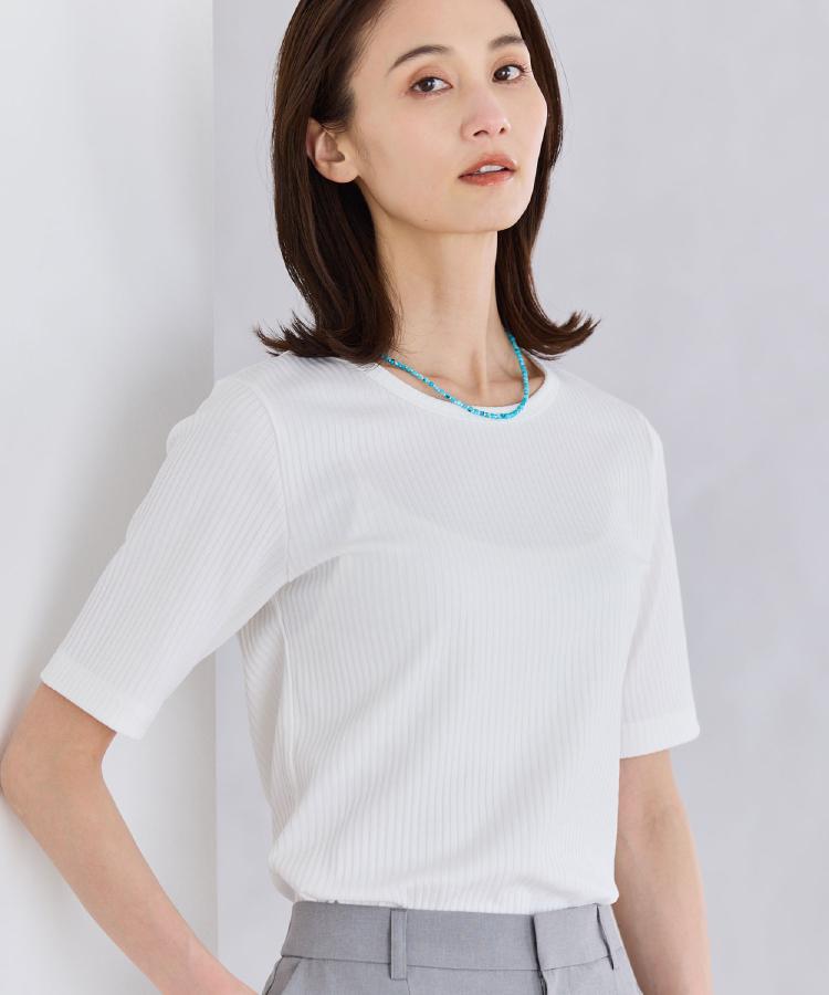 リフレクト Reflect 【インナーにおすすめ◎】クルーネックストレッチリブトップス （ブラック(019)） ブラック(019)