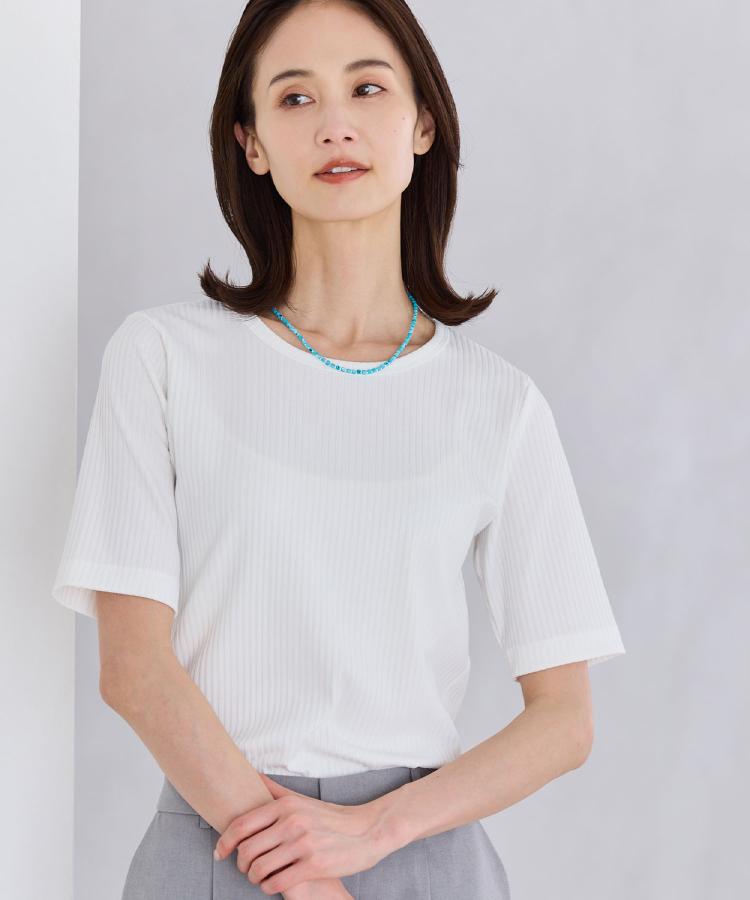 リフレクト Reflect 【インナーにおすすめ◎】クルーネックストレッチリブトップス （ブラック(019)） ブラック(019)