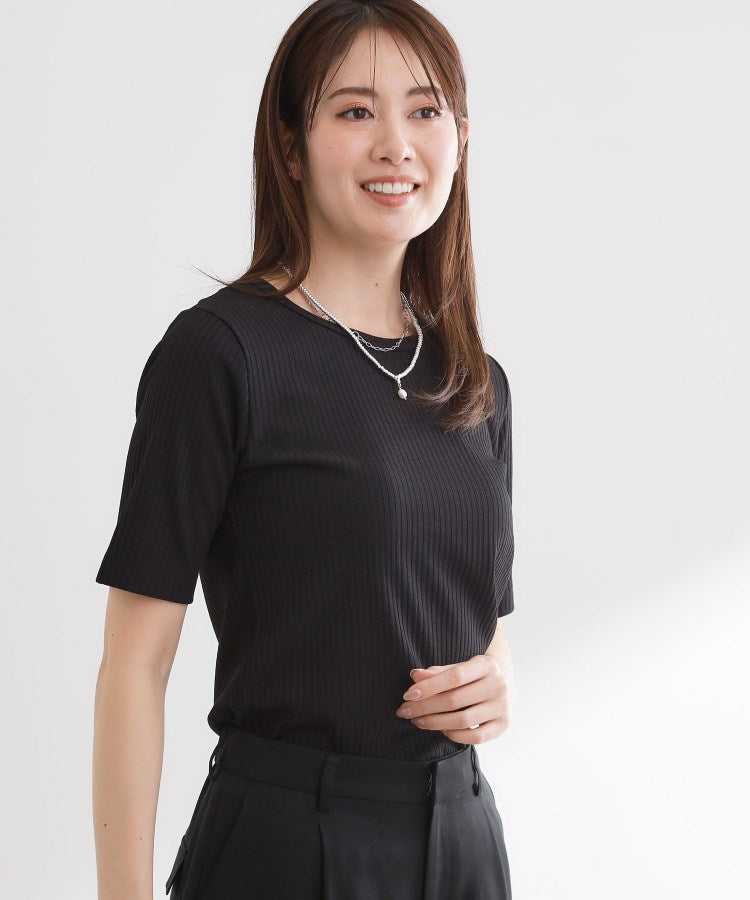 リフレクト Reflect 【インナーにおすすめ◎】クルーネックストレッチリブトップス （ブラック(019)） ブラック(019)