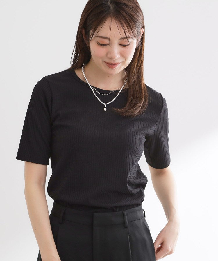 リフレクト Reflect 【インナーにおすすめ◎】クルーネックストレッチリブトップス （ブラック(019)） ブラック(019)