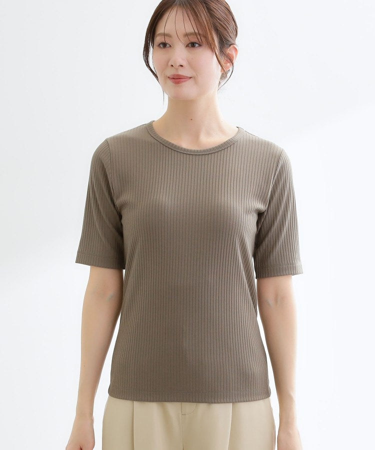 リフレクト Reflect 【インナーにおすすめ◎】クルーネックストレッチリブトップス （ブラック(019)） ブラック(019)