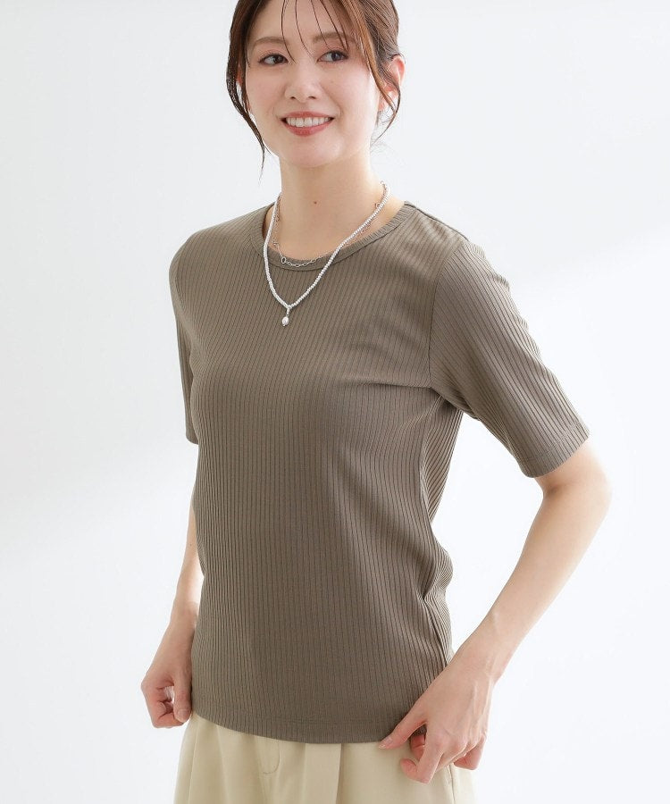 リフレクト Reflect 【インナーにおすすめ◎】クルーネックストレッチリブトップス （ブラック(019)） ブラック(019)